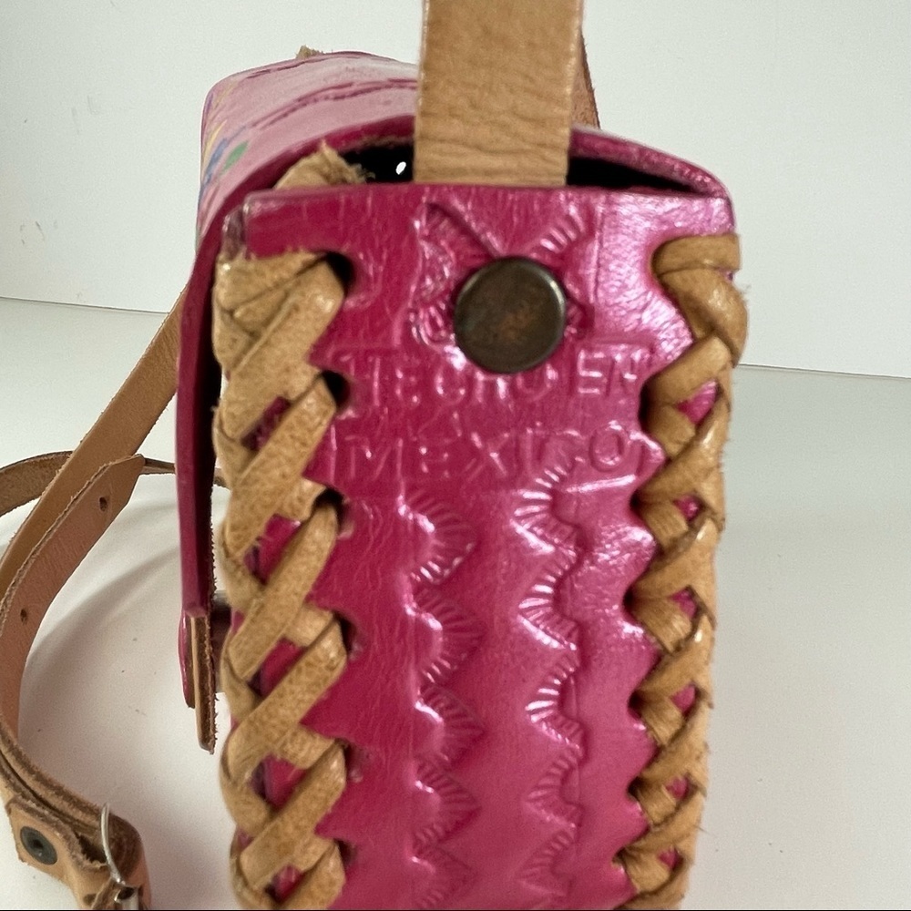 Tooled Pink Leather Mini Cross Body Bag - Picture 12 of 13